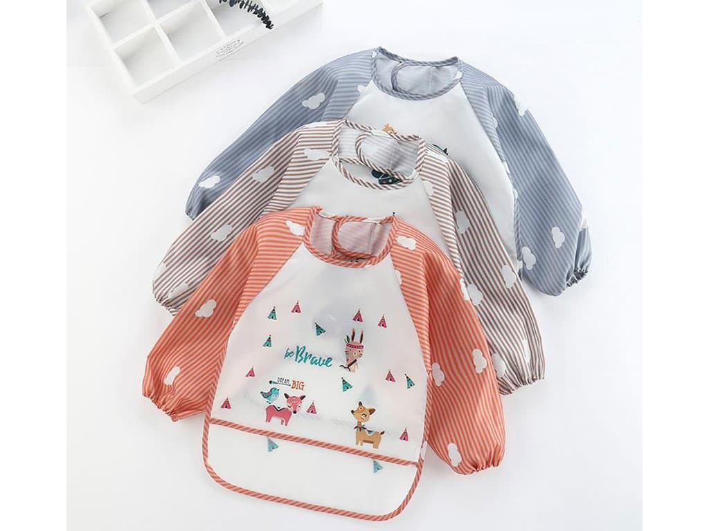 پیشبند آستین دار طرح دار کودک کیسه دار 8 سانتی