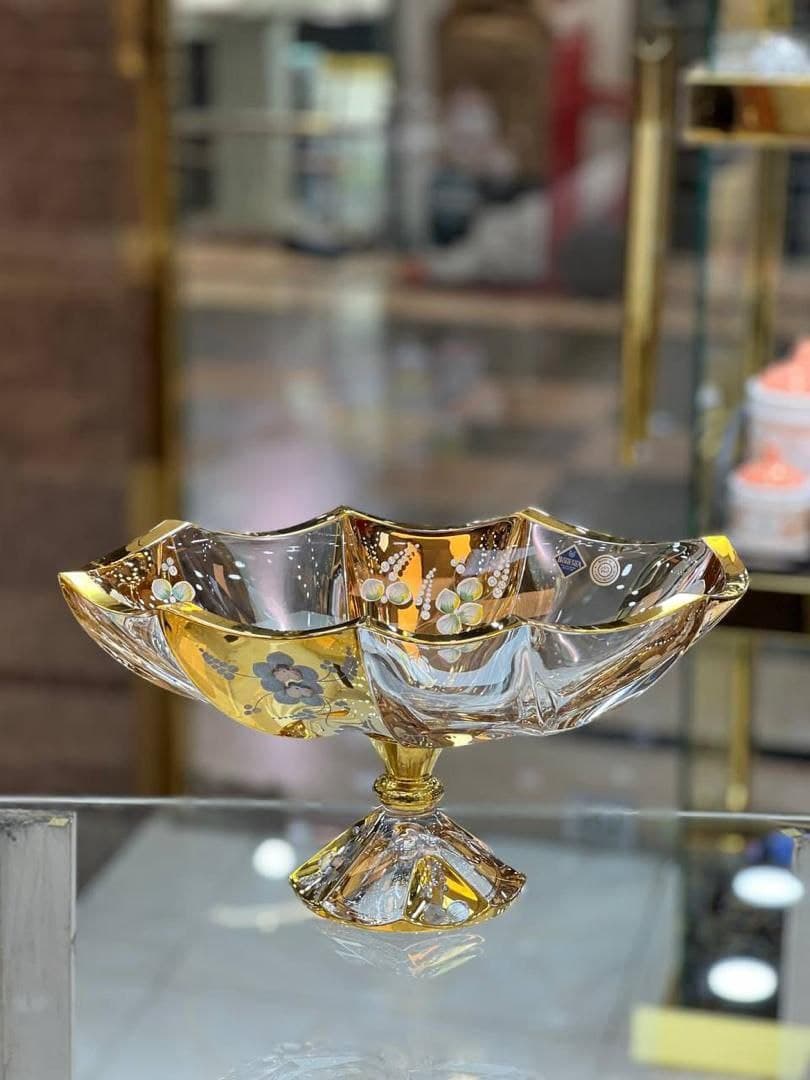 کشکول کریستال بوهمیا چک طرح کالیپسو طلایی