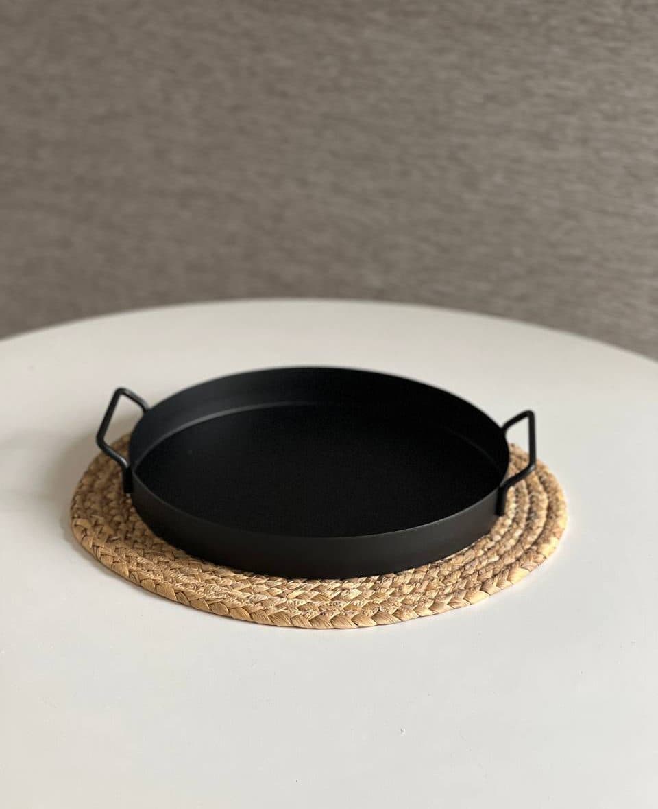 سینی فلزی گرد طرح ایکیا- رنگ مشکی