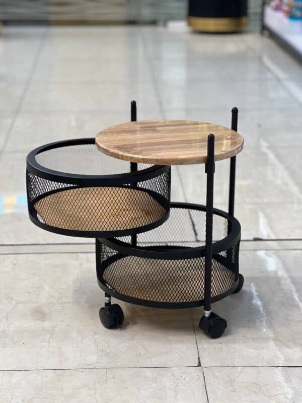 سبد سیب زمینی پیاز(جا پیازی) توری فلزی چرخدار 2 و 3 طبقه صفحه چوب