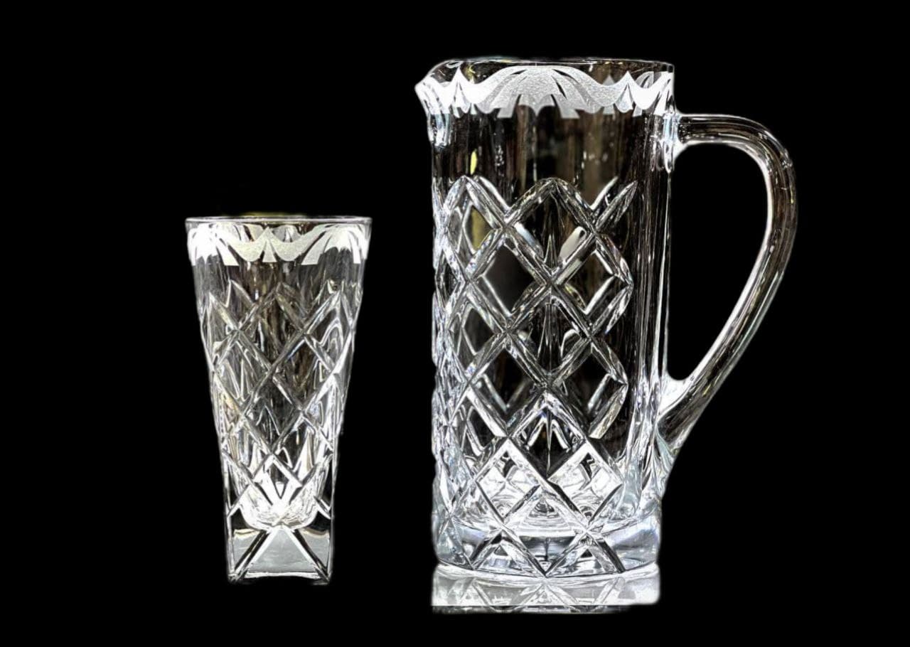 پارچ ولیوان امپریال نواری کریستال ایتالیا RCR