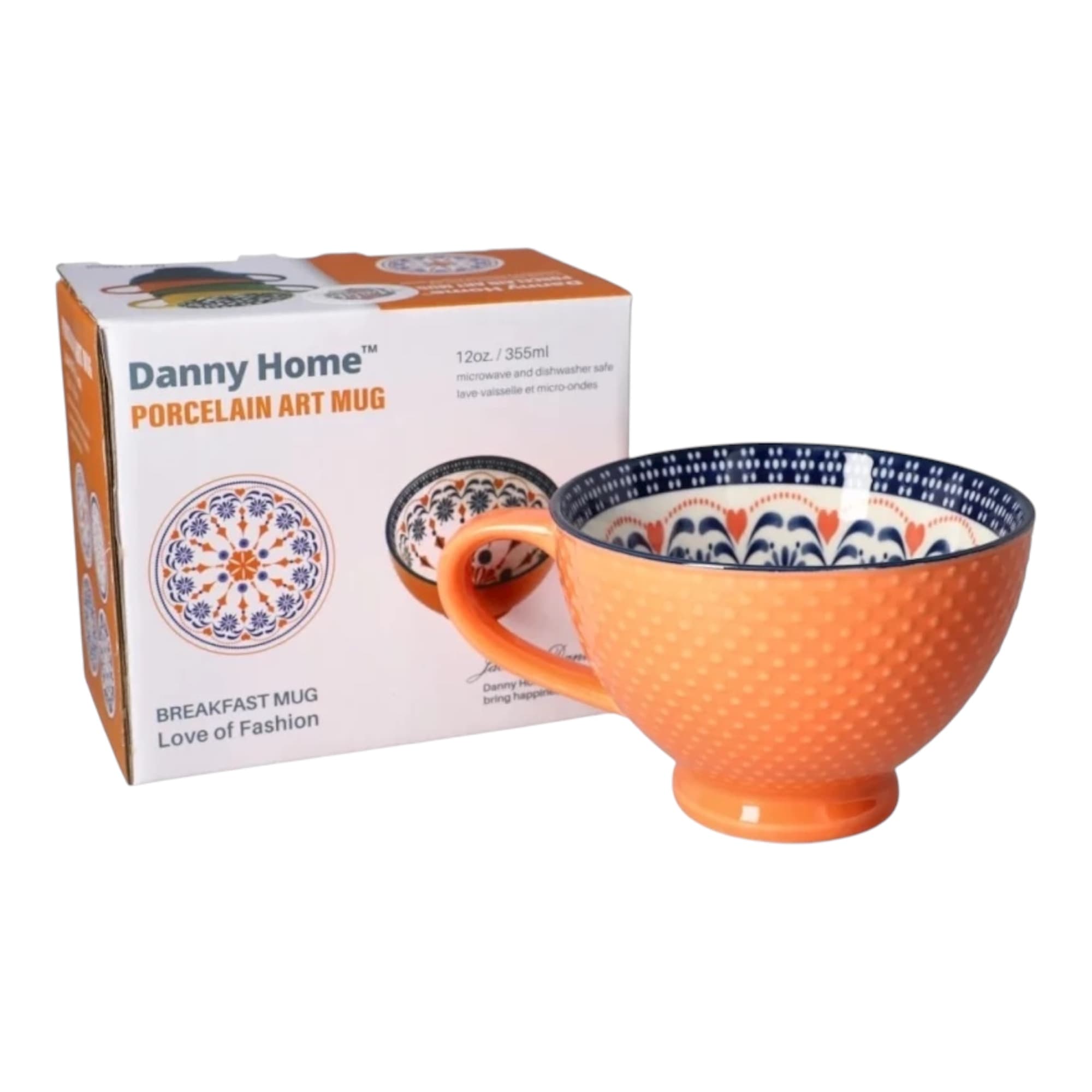 فنجان لته‌خوری دنی‌هوم (Danny Home) طرح نارنجی داخل بوهمی