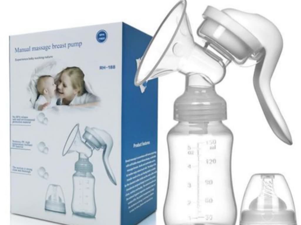 شیردوش دستی پمپی همراه با شیشه شیر ضد نفخ 150 میلی لیتری دکتر کیسون