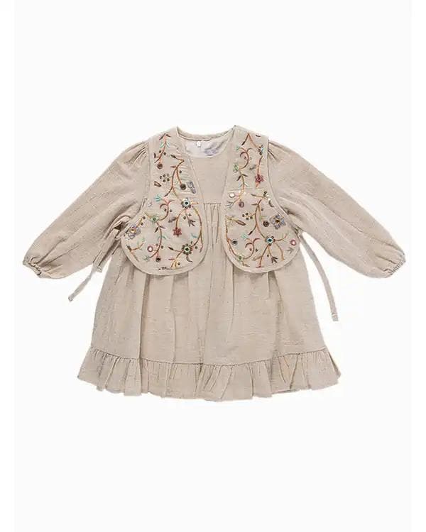 ست جلیقه و پیراهن دخترانه فیورلا Fiorella مدل یاس سلطان 3 کد 45504