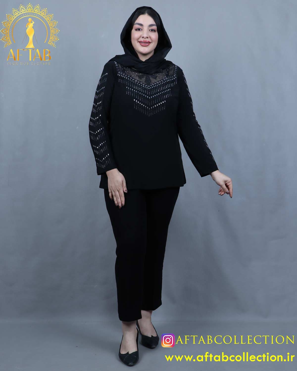 شومیز جودون یقه خشتی سایزبزرگ 4219