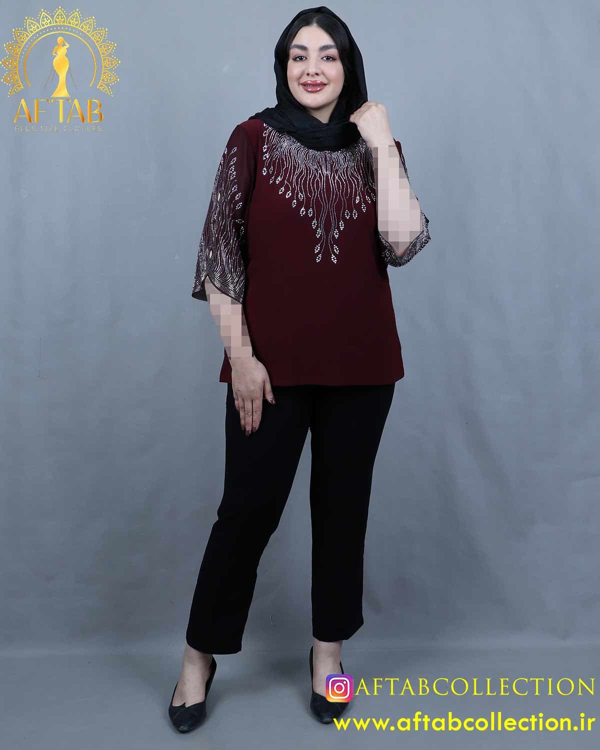 شومیز جودون نگین خوشه سایزبزرگ 4219