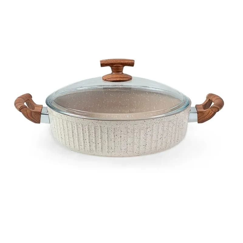 تابه دو دسته گرانیتی فورج اویز EVIZ کرم مدل السا سایز 24