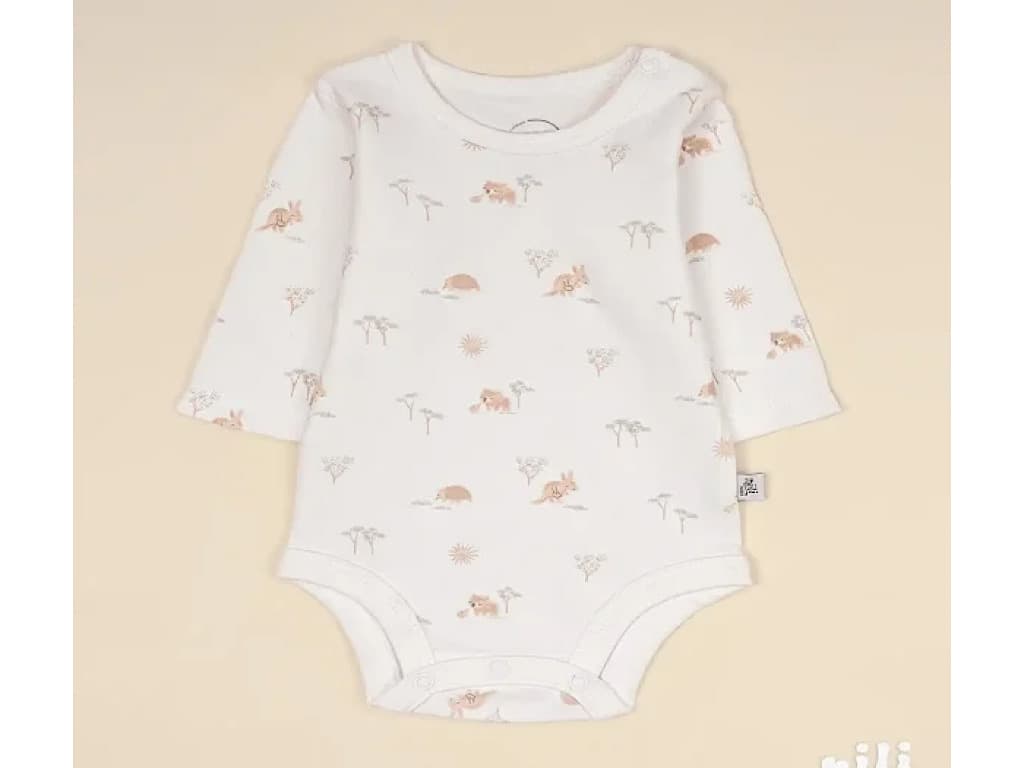 بادی آستین بلند نوزادی طرح کانگورو و دوستان نیلی nili