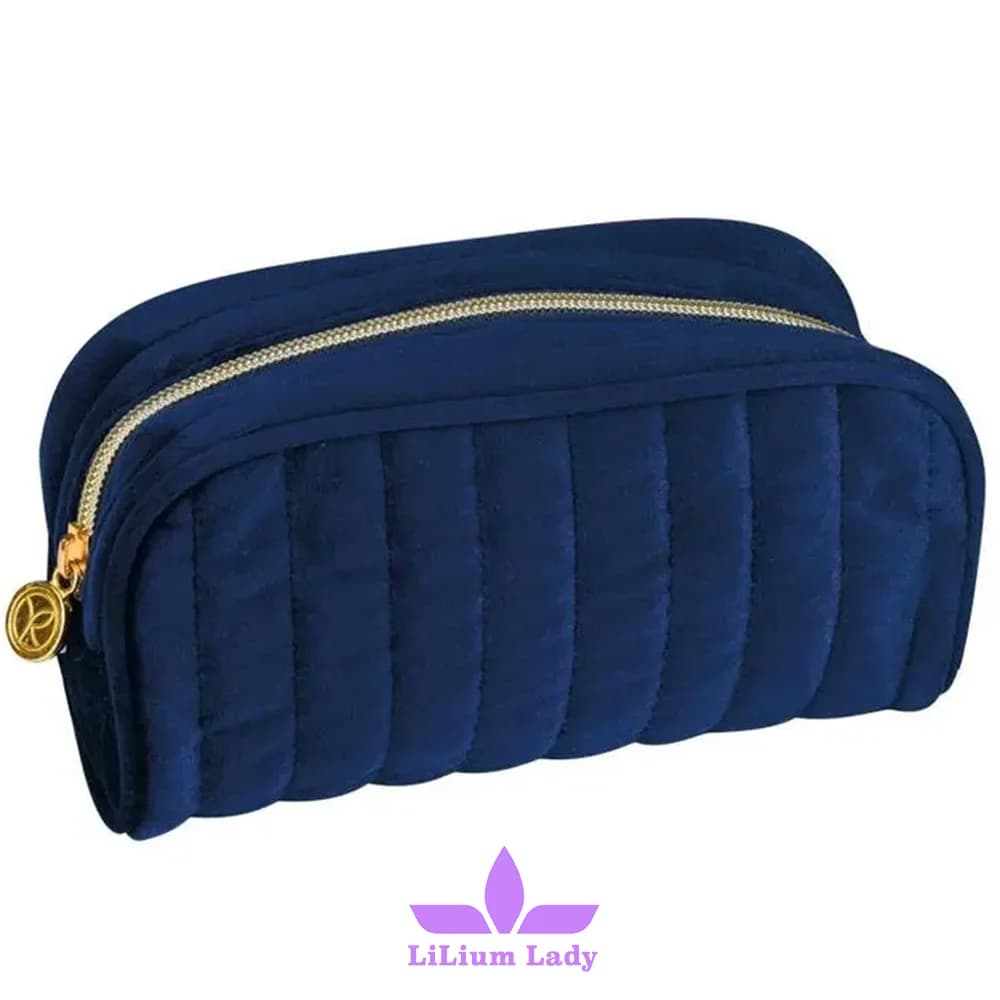 کیف آرایش مخملی سورمه‌ای ایوروشه