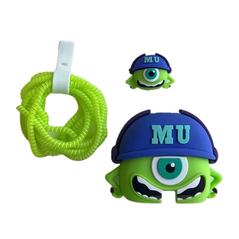 محافظ کابل شارژ وال کیس طرح مایک به همراه محافظ شارژر دیواری 25 وات سامسونگ مجموعه 4 عددی