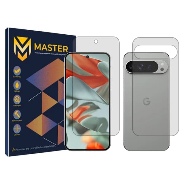 گلس گوشی گوگل Pixel 9 Pro XL شفاف مستر مدل Resistant به همراه محافظ پشت گوشی