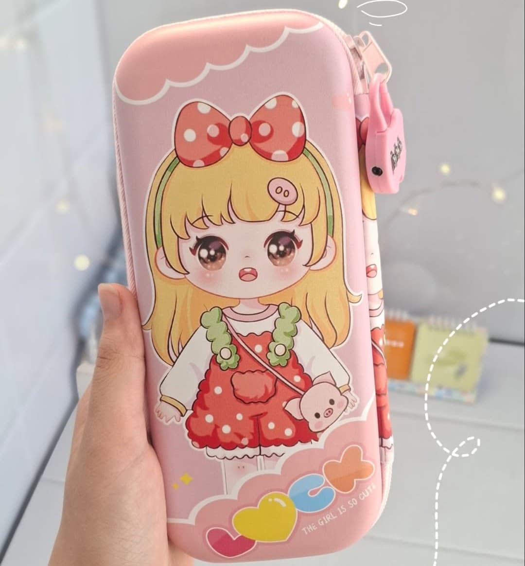 جامدادی برجسته و قفل دار طرح دختر عروسک به دست کد 20232