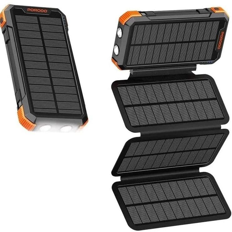 پاوربانک 4 پنل خورشیدی پرودو Porodo Power Bank 20000mAh 4-Panel Solar