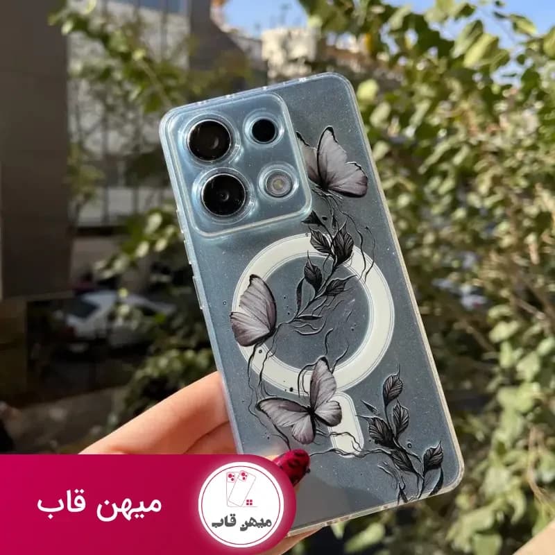 قاب شیاومی ژله ای پروانه های مشکی طرح مگسیف - کد (۱۲۹۱۵۳)