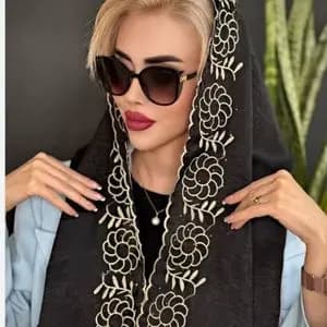 شال مشکی گلدوزی