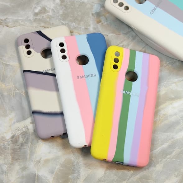قاب سیلیکونی اورجینال رنگین کمانی محافظ لنزدار Samsung A10s / M01s