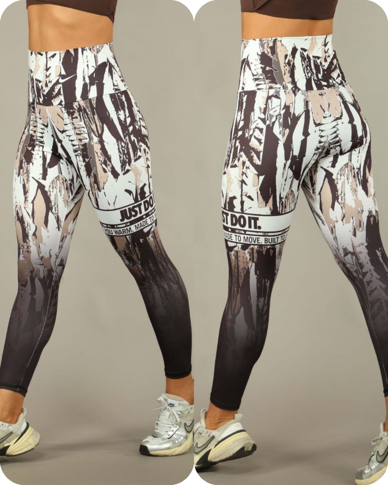 لگ طرحدار قهوه ای سفید just do it