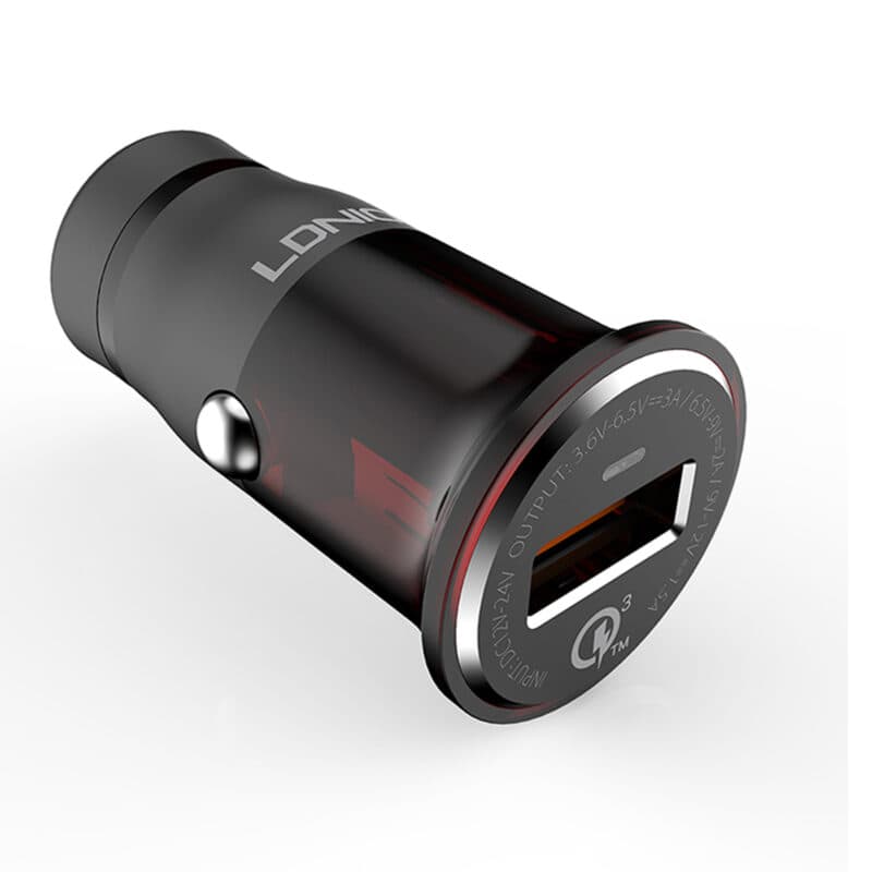 شارژر فندکی الدینیو C304Q با توان ۱۸ وات (شارژ سریع QC3.0 +کابل لایتنینگ)