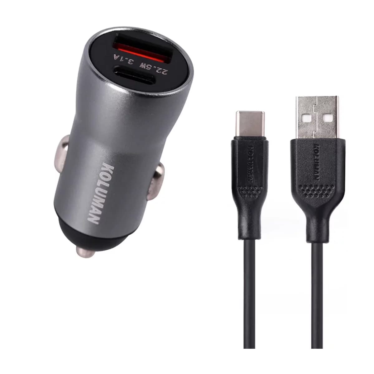 شارژر فندکی کلومن مدل KC-C09 به همراه کابل Type-C