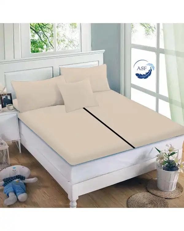 تشک تاپر فوم طبی دو نفره سایز 180*200 کرم ای اس اف ASF مدل LUMO به همراه روبالشی