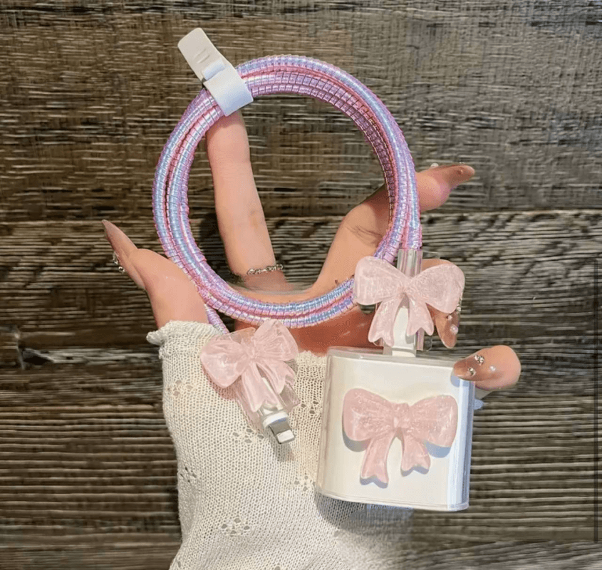 پک محافظ شارژر کریستالی ۲۰ وات سه پین آیفون پاپیون تپلی چاک پینک