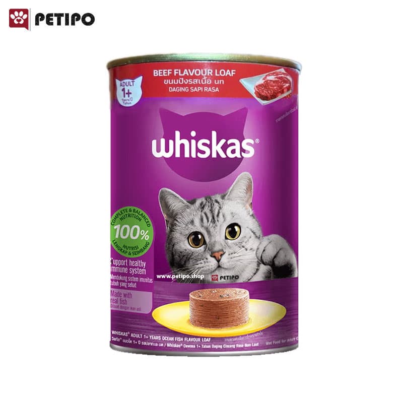 غذای کنسرو گربه بالغ با طعم بیف ویسکاس (Whiskas Beef Flavour Loaf) وزن 400 گرم