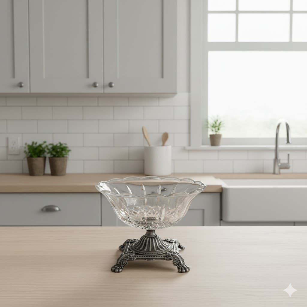 آجیل خوری بلور پایه پیوتر شامپاینی کد 1234