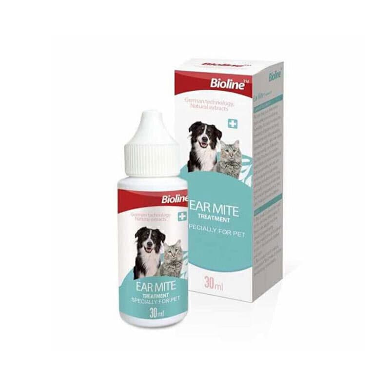 قطره ضد کنه گوش مخصوص گربه و سگ بایولاین حجم 30 میلی لیتر
