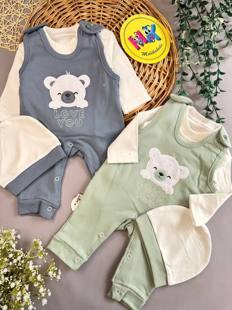 سرهمی پیشبندی طرح تدی LOVE YOU نوزادی و کودک کد 112090