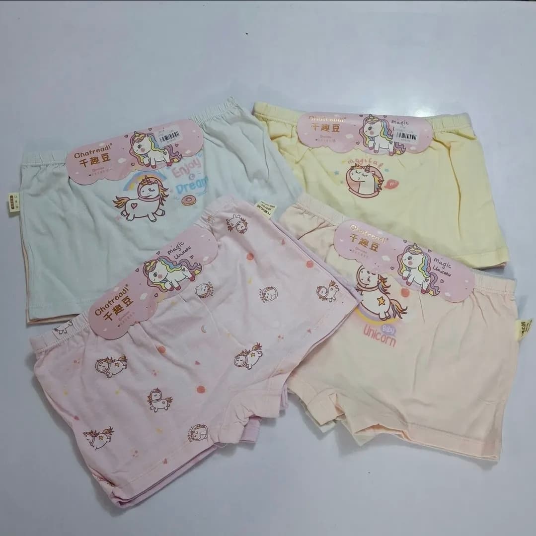 پک دو عددی شورت پادار نخ پنبه دخترانه وارداتی طرح تکشاخ