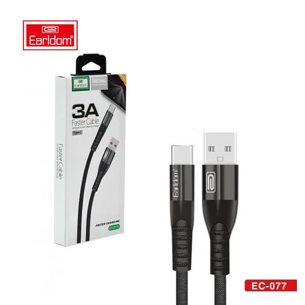 کابل شارژ فست USB به TYPE-C ارلدام مدل Earldom EC-077C TYPE-C cable 3.0A 1.0m
