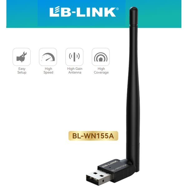 دانگل وای فای USB آنتن دار ال بی لینک مدل LB-LINK WN-155