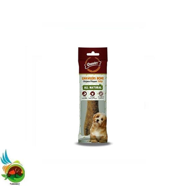تشویقی استخوان سگ نژاد بزرگ گناولرز طعم مرغ Gnawlers chicken flavour بسته ۱ عددی