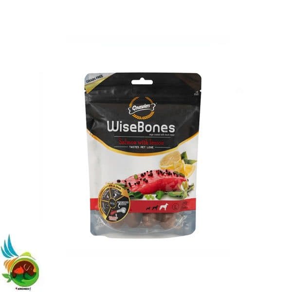 تشویقی استخوان سگ نژاد بزرگ گناولرز طعم سالمون و لیمو Gnawlers salmon with lemon بسته ۲ عددی