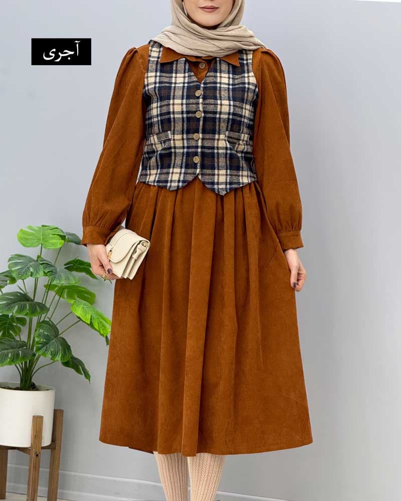 پیراهن و وست بلندمخمل بارلی کد 96852