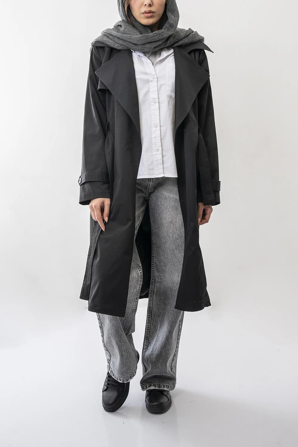 بارانی بلند کمربند دار زنانه