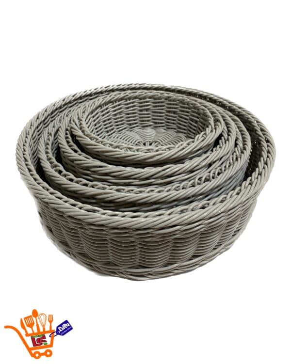 سبد حصیری بافت پلاستیکی مقاوم رنگ طوسی