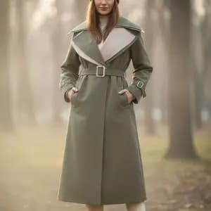 مانتو کتان دو یقه ترکیبی