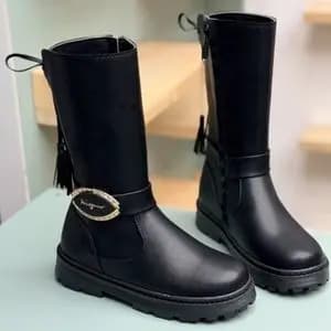 بوت بلند بچگانه چرمی نگینی کد 4080402