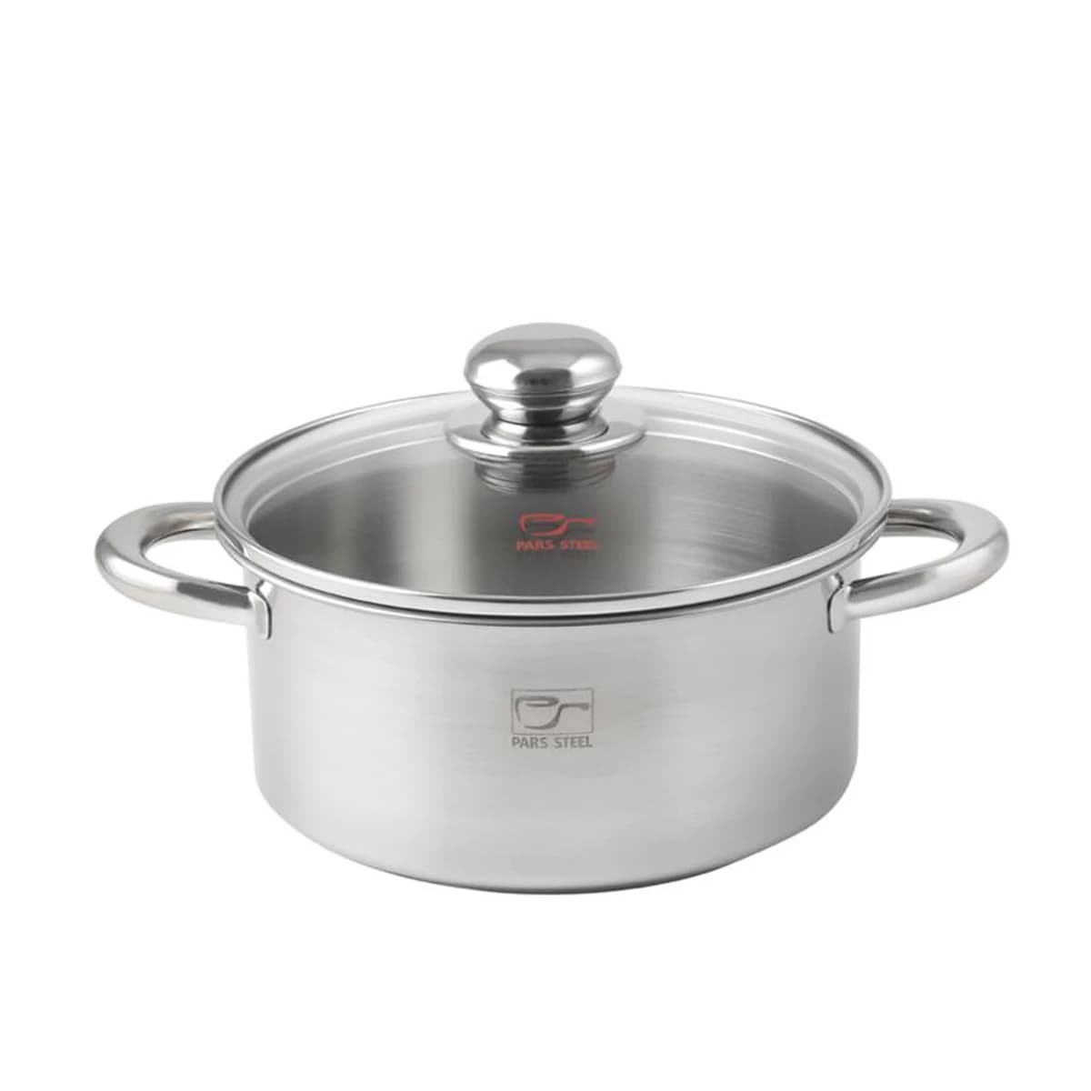 قابلمه استیل پارس استیل 180 دسته فلزی به همراه درب پیرکس