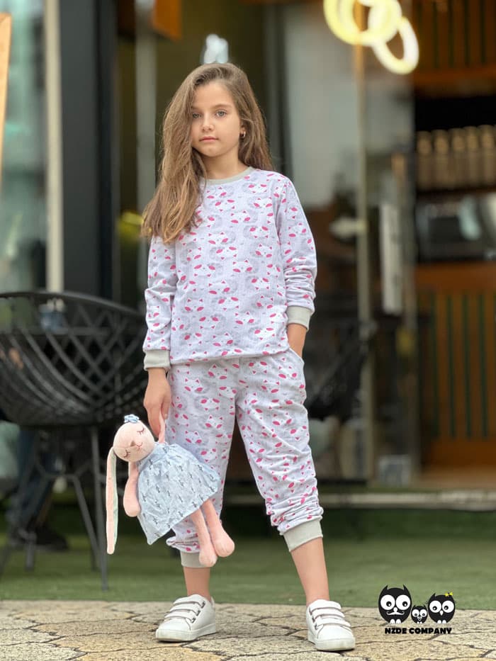 بلوز شلوار تمام چاپ گربه