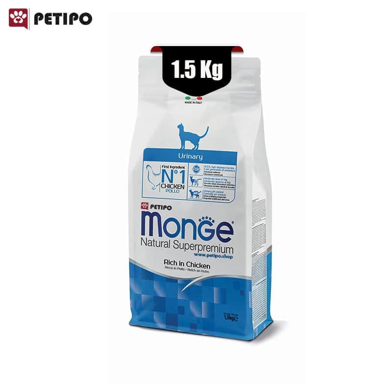 غذای خشک گربه بالغ یورینری طعم مرغ مونژه (Monge Superpremium Urinary Feline Rich in Chicken) وزن 1.5کیلوگرم