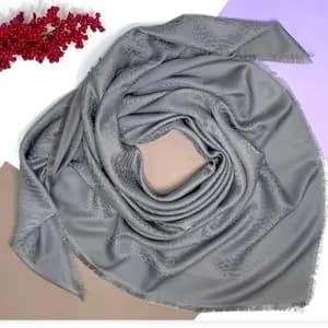 روسری ژاکارد نخی مجلسی رنگ طوسی قواره 140 سانتی