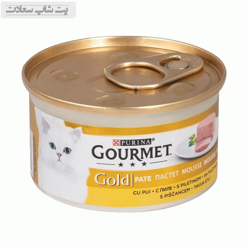 کنسرو غذای گربه گورمت گلد با طعم مرغ مدل Gold Chicken وزن ۸۵ گرم