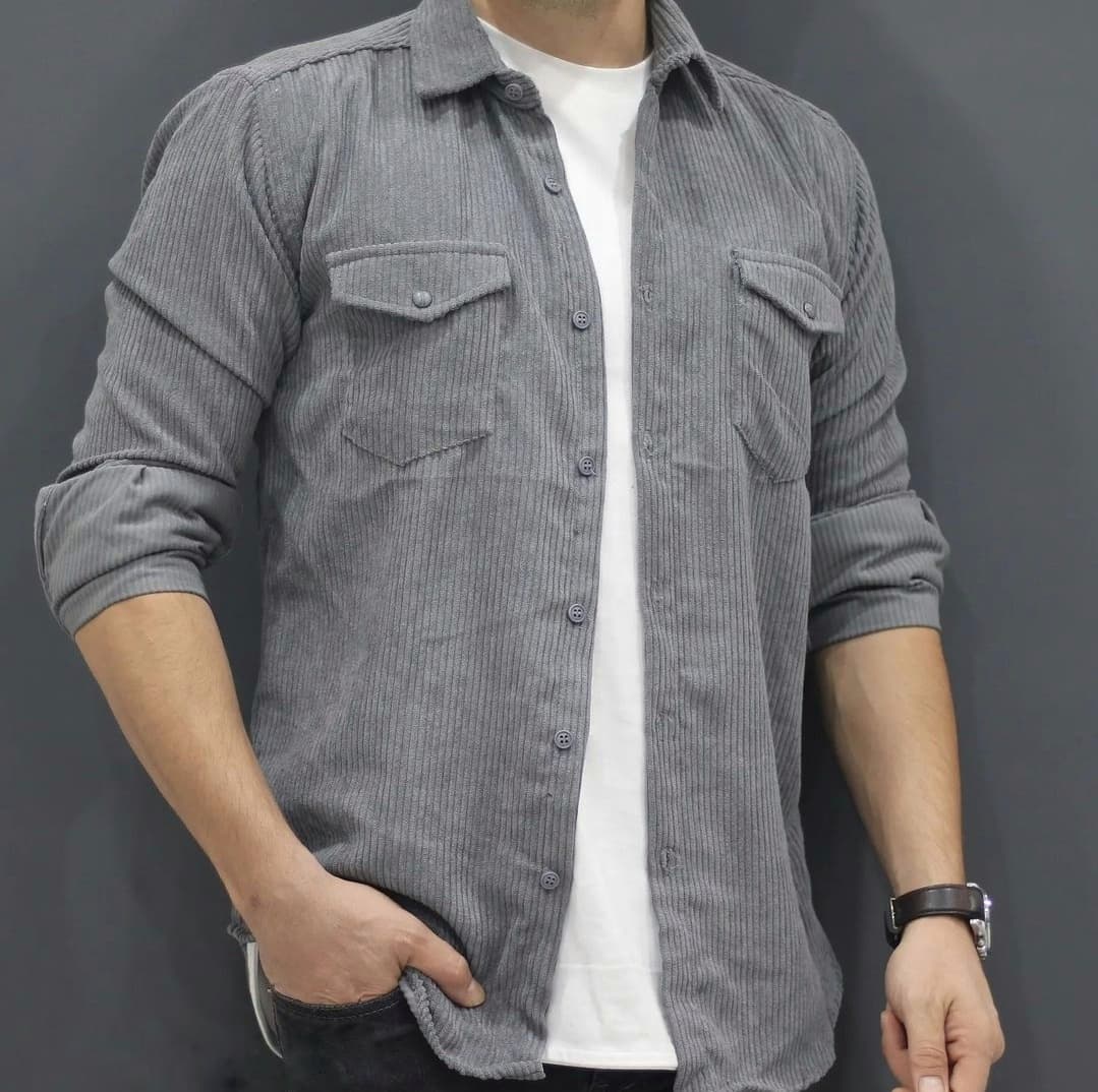 پیراهن کبریتی طوسی مردانه کد ۷۰۰۸