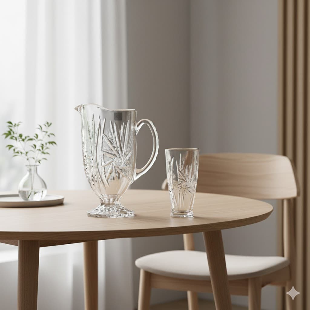 پارچ و لیوان کریستال پریما خورشیدی