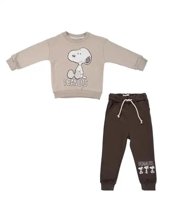 ست بلوز و شلوار پسرانه کرم فیورلا Fiorella مدل اسنوپ بازیگوش کد 35539