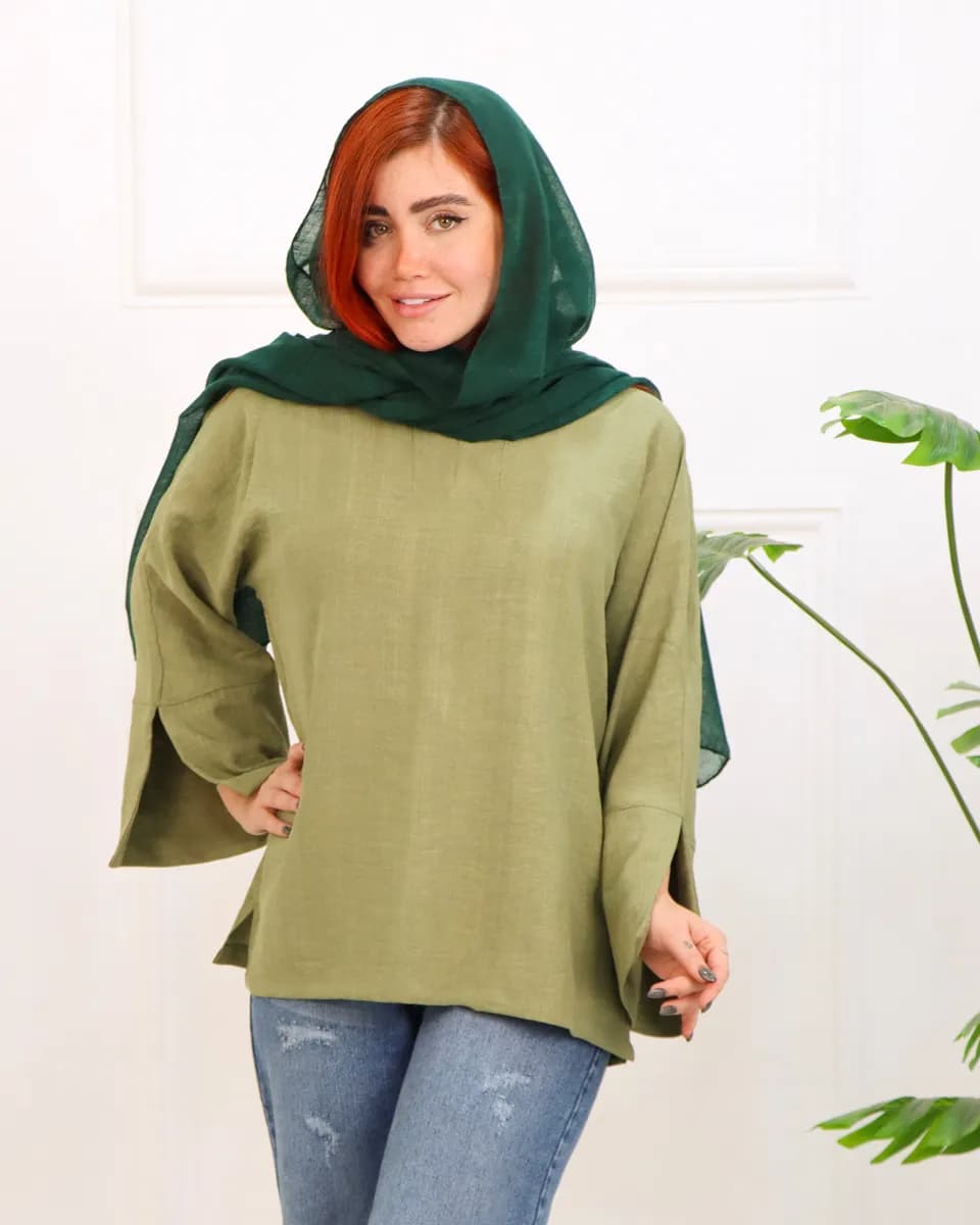 شومیز زنانه آستین برش دار طناز 1239