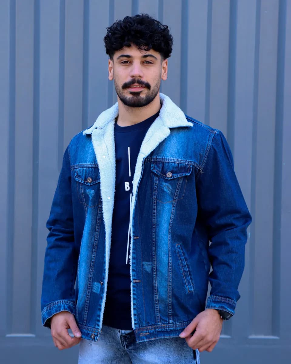 کت جین داخل خزدار مردانه 1193