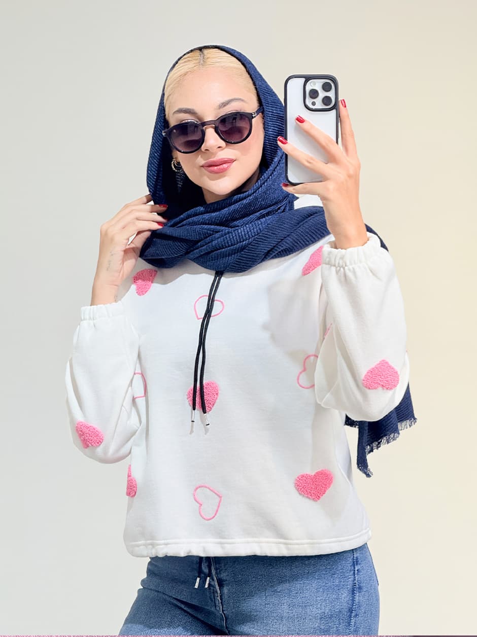 هودی طرحدار کوتاه کد 20046